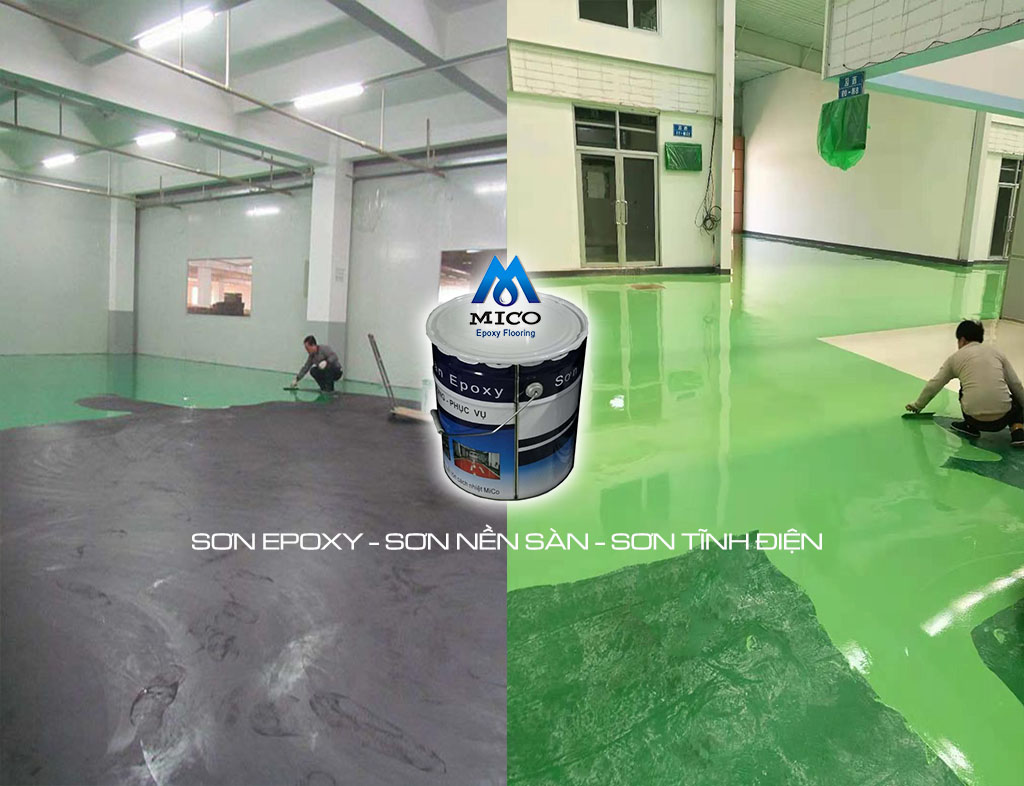 Sơn nền sàn nhà xưởng thi công lớp sơn trung gian epoxy
