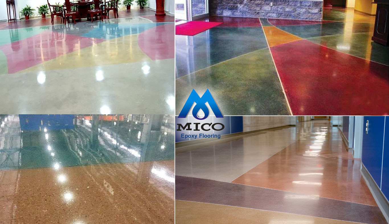 nhuộm màu nền bê tông Sàn bê tông nhuộm màu son epoxy mico 1